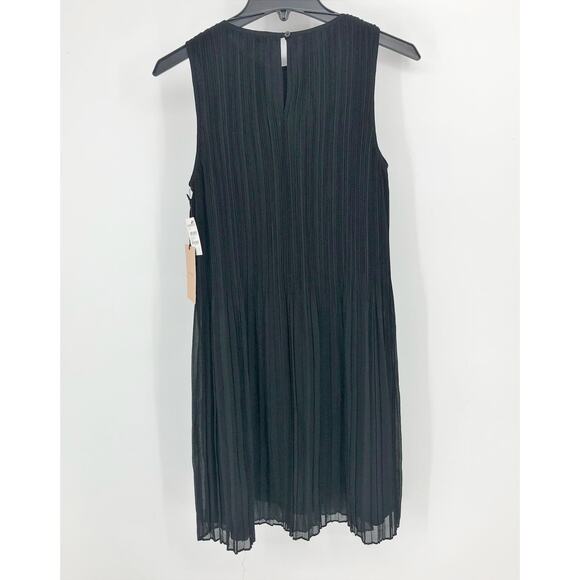 Halogen Womens Organza Shift Dress XS Black Sleeveless Pleated Keyhole Mini NWT - Picture 6 of 9